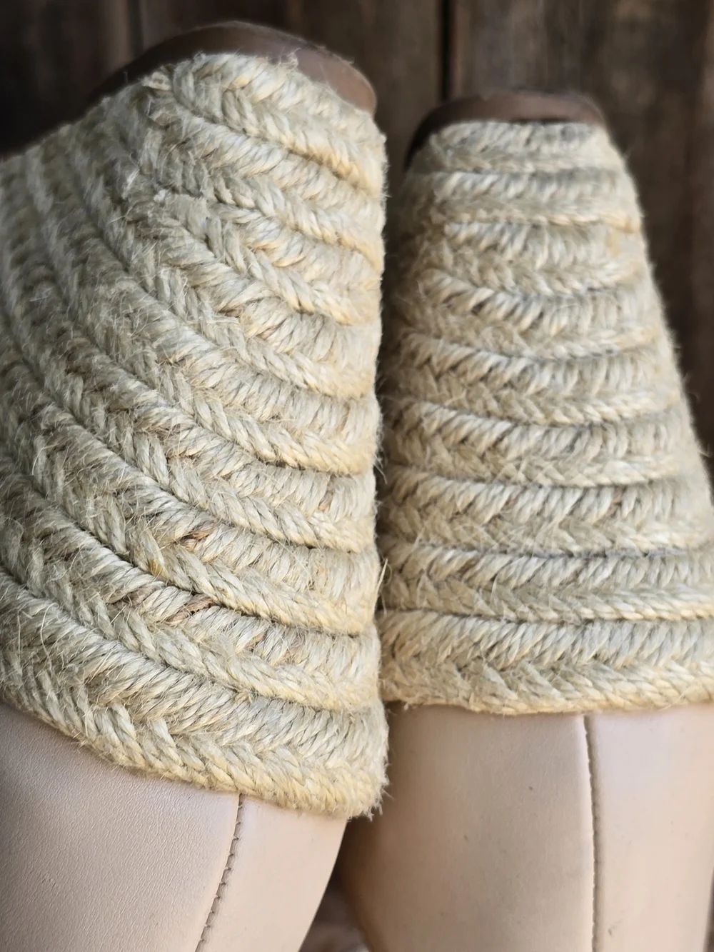 Dream Paris Braided Ankle Strap Wedge Sandals in Beige Size 7
